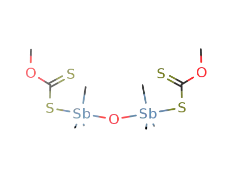 {(CH<sub>3</sub>)3SbS<sub>2</sub>COCH<sub>3</sub>}2O