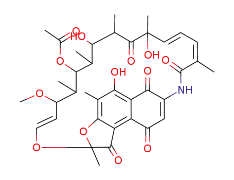 Molecular Structure of 16783-93-0 ((2S,14E,18S,19S,20R,21S,22R,23S,24E)-5,16,19-trihydroxy-23-methoxy-2,4,12,16,18,20,22-heptamethyl-1,6,9,11,17-pentaoxo-1,2,6,9-tetrahydro-2,7-(epoxypentadeca[1,11,13]trienoimino)naphtho[2,1-b]furan-21-yl acetate)