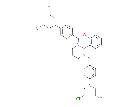 Phenol,2-[1,3-bis[[4-[bis(2-chloroethyl)amino]phenyl]methyl]hexahydro-2-pyrimidinyl]- cas  16757-51-0