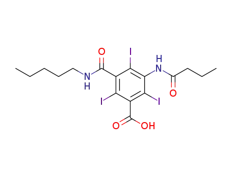 Molecular Structure of 1955-03-9 (3-Butyrylamino-5-(pentylcarbamoyl)-2,4,6-triiodobenzoic acid)