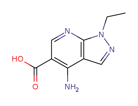Molecular Structure of 34966-16-0 (1H-Pyrazolo[3,4-b]pyridine-5-carboxylicacid,4-amino-1-ethyl-(9CI))