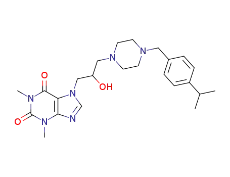 Molecular Structure of 19976-95-5 (1-Piperazineethanol, alpha-(1,3-dimethyl-7-xanthinylmethyl)-4-(p-isopr opylbenzyl)-)