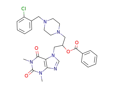 Molecular Structure of 19977-11-8 (7-(2-Benzoyloxy-3-(4-(o-chlorobenzyl)-1-piperazinyl)propyl)theophyllin e)