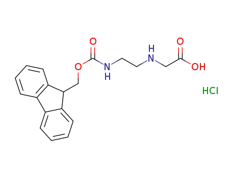 Molecular Structure of 172405-44-6 (2-((2-((((9H-fluoren-9-yl)methoxy)carbonyl)amino)ethyl)amino)acetic acid hydrochloride)