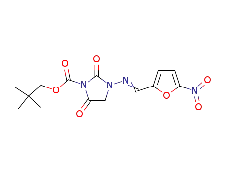 Molecular Structure of 17059-02-8 (2,2-dimethylpropyl 3-{[(E)-(5-nitrofuran-2-yl)methylidene]amino}-2,5-dioxoimidazolidine-1-carboxylate)