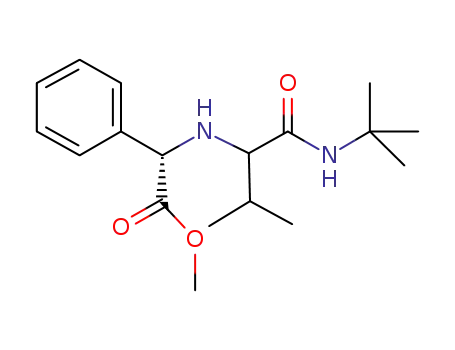 Molecular Structure of 169453-29-6 (Benzeneacetic acid, alpha-[[1-[[(1,1-dimethylethyl)amino]carbonyl]-2-methylpropyl]amino]-, methyl ester, [R-(R*,R*)]- (9CI))