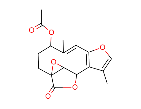 Molecular Structure of 20149-41-1 ((1aS,4R,5Z,10S,10aS)-4-Acetoxy-3,4,10,10a-tetrahydro-5,9-dimethyl-2H-10,1a-(epoxymethano)oxireno[4,5]cyclodeca[1,2-b]furan-12-one)