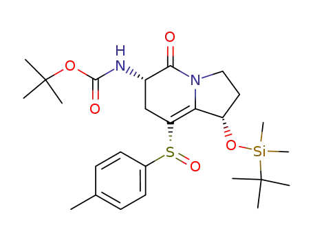 Molecular Structure of 146987-13-5 ((1S,6S,SR)-6-<(tert-butoxycarbonyl)amino>-1-<(tert-butyldimethylsilyl)oxy>-1,2,3,5,6,7-hexahydro-8-<(4-methylphenyl)sulfinyl>-5-indolizinone)