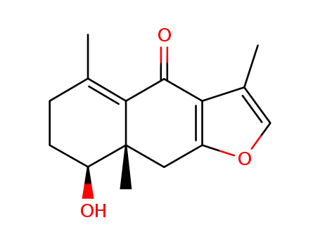 Molecular Structure of 17015-43-9 ((8S)-7,8,8a,9-Tetrahydro-8-hydroxy-3,5,8aα-trimethylnaphtho[2,3-b]furan-4(6H)-one)