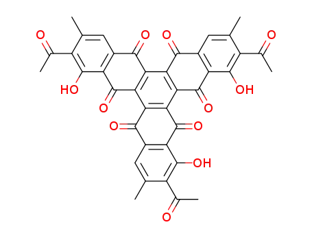 Molecular Structure of 27742-92-3 (5,6,11,12,17,18-Trinaphthylenehexone,2,8,15-triacetyl-1,7,16-trihydroxy-3,9,14-trimethyl-)