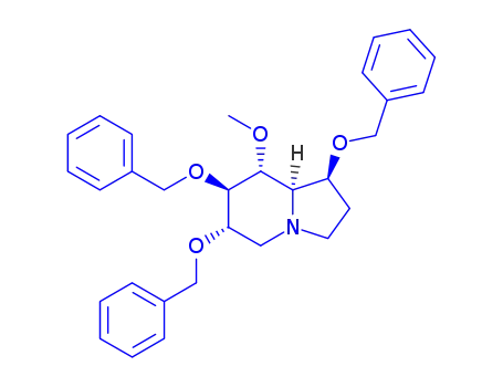 Molecular Structure of 171925-42-1 (Indolizine, octahydro-8-methoxy-1,6,7-tris(phenylmethoxy)-, 1S-(1.alpha.,6.beta.,7.alpha.,8.beta.,8a.beta.)-)