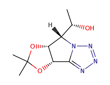 Molecular Structure of 172822-67-2 ((5S,6R,7S)-5,6,7-trihydro-5-(1S-1-hydroxyethyl)-6,7-O-isopropylidenepyrrolo<1,2-d>tetrazole-6,7-diol)