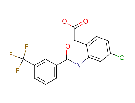 Molecular Structure of 17194-48-8 ((4-chloro-2-{[3-(trifluoromethyl)benzoyl]amino}phenyl)acetic acid)
