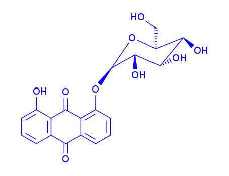 Molecular Structure of 17162-16-2 (potassium 6-O-(8-oxido-9,10-dioxo-9,10-dihydroanthracen-1-yl)hexopyranose)