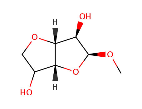 Molecular Structure of 87638-77-5 ((2S,3R,3aR,6aR)-2-Methoxy-hexahydro-furo[3,2-b]furan-3,6-diol)