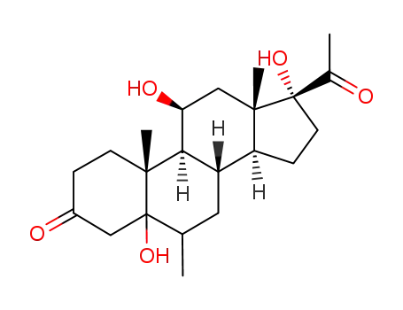 Molecular Structure of 171865-12-6 ((8S,9S,10R,11S,13S,14S,17R)-17-Acetyl-5,11,17-trihydroxy-6,10,13-trimethyl-hexadecahydro-cyclopenta[a]phenanthren-3-one)