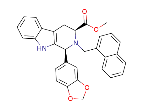 Molecular Structure of 1453863-95-0 ((1S,3S)-methyl 1-(benzo[d][1,3]dioxol-5-yl)-2-(naphthalen-1-yl-methyl)-1,2,3,4-tetrahydro-9H-pyrido[3,4-b]indole-3-carboxylate)