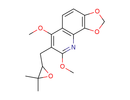 Molecular Structure of 17232-51-8 (7-[(3,3-dimethyloxiran-2-yl)methyl]-6,8-dimethoxy[1,3]dioxolo[4,5-h]quinoline)