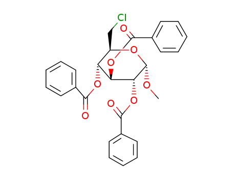 Molecular Structure of 17184-27-9 (methyl 2,3,4-tri-O-benzoyl-6-chloro-6-deoxyhexopyranoside)
