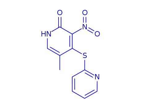 Molecular Structure of 172469-90-8 (5-methyl-3-nitro-4-(pyridin-2-ylsulfanyl)pyridin-2(1H)-one)