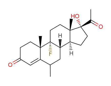 Molecular Structure of 171611-81-7 (9α-Fluoro-17α-hydroxy-6-methyl-4-pregnene-3,20-dione)