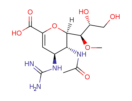 Molecular Structure of 203120-17-6 ((4S,5R,6R)-5-Acetamido-4-guanidino-6-((1R,2R)-2,3-dihydroxy-1-methoxypropyl)-5,6-dihydro-4H-pyran-2-carboxylic acid)