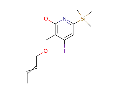 Molecular Structure of 174092-76-3 (3-[((E)-But-2-enyl)oxyMethyl]-4-iodo-2-Methoxy-6-triMethylsilanyl-pyridine)