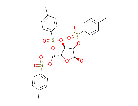 Molecular Structure of 20701-25-1 (METHYL-2,3,5-TRI-O-(4-TOLYLSULPHONYL)-BETA-D-RIBOFURANOSIDE)