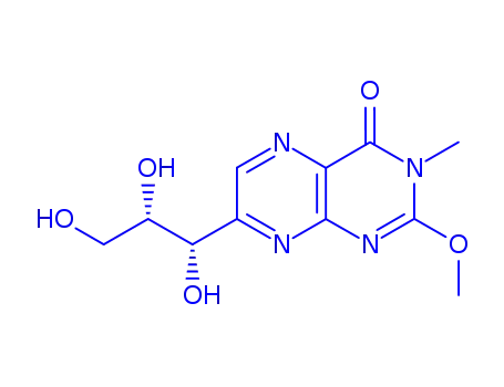 Molecular Structure of 151338-06-6 (2-methoxy-3-methyl-7-[(1R,2R)-1,2,3-trihydroxypropyl]pteridin-4(3H)-one)