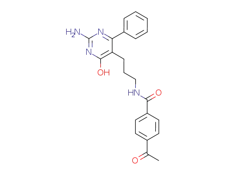 4-acetyl-N-[3-(2-amino-4-oxo-6-phenyl-1,4-dihydropyrimidin-5-yl)propyl]benzamide