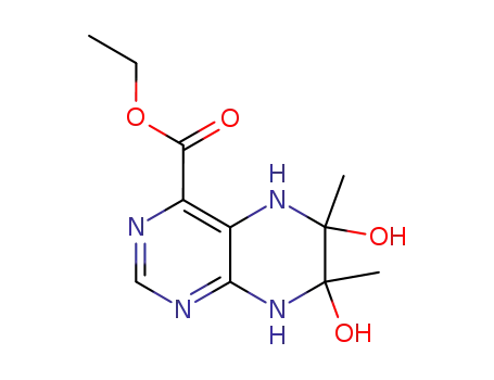 Molecular Structure of 17445-70-4 (5,6,7,8-Tetrahydro-6,7-dihydroxy-6,7-dimethyl-4-pteridinecarboxylic acid ethyl ester)