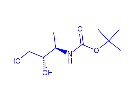Molecular Structure of 174290-53-0 (Carbamic acid, (2,3-dihydroxy-1-methylpropyl)-, 1,1-dimethylethyl ester, [R-)