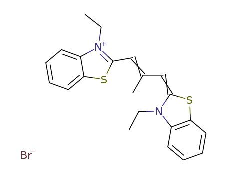 Molecular Structure of 1745-32-0 (3-ethyl-2-[3-(3-ethyl-3H-benzothiazol-2-ylidene)-2-methylprop-1-enyl]benzothiazolium bromide)
