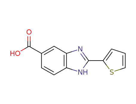 Molecular Structure of 174422-11-8 (2-THIOPHEN-2-YL-1H-BENZOIMIDAZOLE-5-CARBOXYLIC ACID)