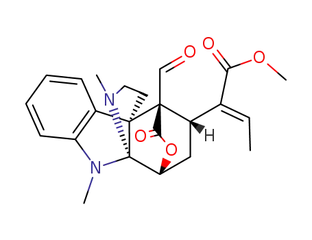 Molecular Structure of 69734-95-8 (1H,9H-1,4-Ethano-9a,4a-(iminoethano)pyrano[3,4-b]indole-13-aceticacid, a-ethylidene-4-formyl-3,4-dihydro-9,10-dimethyl-3-oxo-, methyl ester, (aE,1R,4S,4aS,9aS)-(9CI))