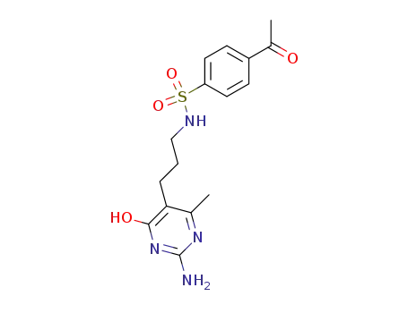 Molecular Structure of 17415-70-2 (4-acetyl-N-[3-(2-amino-6-methyl-4-oxo-1,4-dihydropyrimidin-5-yl)propyl]benzenesulfonamide)