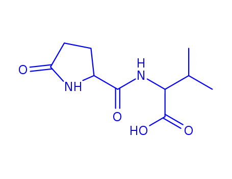 Molecular Structure of 21282-10-0 ((2S)-3-methyl-2-[[(2S)-5-oxopyrrolidine-2-carbonyl]amino]butanoic acid)