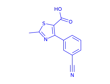 Molecular Structure of 209732-38-7 (4-(3-CYANOPHENYL)-2-METHYL-5-THIAZOLECARBOXYLIC ACID)