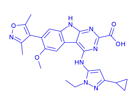 4-((3-cyclopropyl-1-ethyl-1H-pyrazol-5-yl)amino)-7-(3,5-dimethylisoxazol-4-yl)-6-methoxy-9H-pyrimido[4,5-b]indole-2-carboxylic acid
