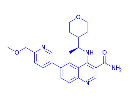 6-[6-(methoxymethyl)-3-pyridinyl]-4-{[(1R)-1-(tetrahydro-2H-pyran-4-yl)ethyl]amino}-3-quinolinecarboxamide