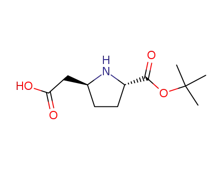 Molecular Structure of 586410-01-7 ((2S,5S)-5-Carboxymethyl-pyrrolidine-2-carboxylic acid tert-butyl ester)