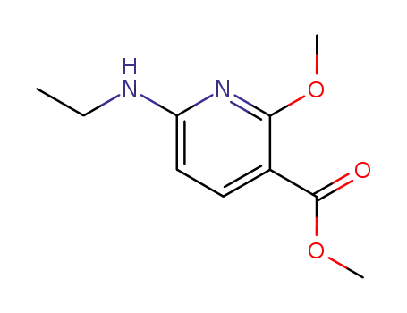 Molecular Structure of 210697-22-6 (3-Pyridinecarboxylicacid,6-(ethylamino)-2-methoxy-,methylester(9CI))
