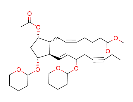 Molecular Structure of 123290-07-3 (9-O-acetyl-17,18-didehydro-11,15-O-bis(tetrahydropyran-2-yl)PGF<sub>3α</sub> methyl ester)