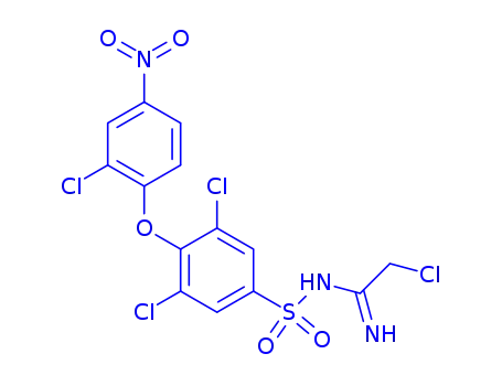 Molecular Structure of 210411-44-2 (N1-(2-CHLOROETHANIMIDOYL)-3,5-DICHLORO-4-(2-CHLORO-4-NITROPHENOXY)BENZENE-1-SULFONAMIDE)