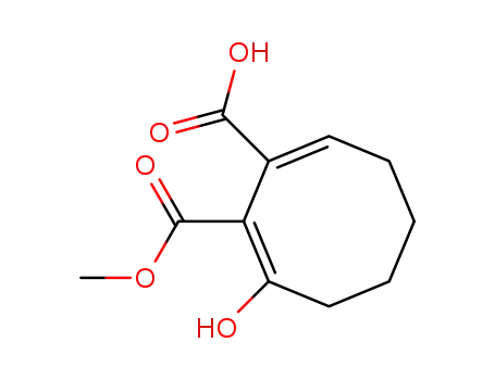 Molecular Structure of 17606-94-9 ((1E,8Z)-8-[hydroxy(methoxy)methylidene]-7-oxocyclooct-1-ene-1-carboxylic acid)