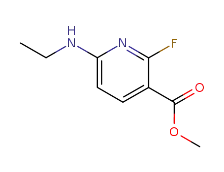Molecular Structure of 210697-18-0 (3-Pyridinecarboxylicacid,6-(ethylamino)-2-fluoro-,methylester(9CI))