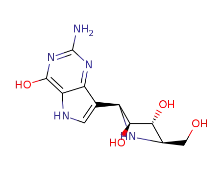 Molecular Structure of 209799-75-7 (4H-Pyrrolo3,2-dpyrimidin-4-one, 2-amino-7-(2S,3S,4R,5R)-3,4-dihydroxy-5-(hydroxymethyl)-2-pyrrolidinyl-1,5-dihydro-)