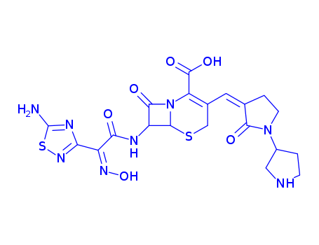 5-Thia-1-azabicyclo[4.2.0]oct-2-ene-2-carboxylicacid,7-[[(2Z)-2-(5-amino-1,2,4-thiadiazol-3-yl)-2-(hydroxyimino)acetyl]amino]-8-oxo-3-[(E)-[(3'R)-2-oxo[1,3'-bipyrrolidin]-3-ylidene]methyl]-,(6R,7R)-