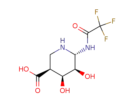 Molecular Structure of 153758-25-9 (4,5-Dihydroxy-6-((trifluoroacetyl)amino)-3-piperidinecarboxylic acid ( 3S-(3alpha,4alpha,5alpha,6beta))-)
