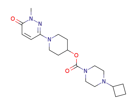 Molecular Structure of 1542135-76-1 (1-(1-methyl-6-oxo-1,6-dihydropyridazin-3-yl)piperidin-4-yl 4-cyclobutylpiperazine-1-carboxylate)